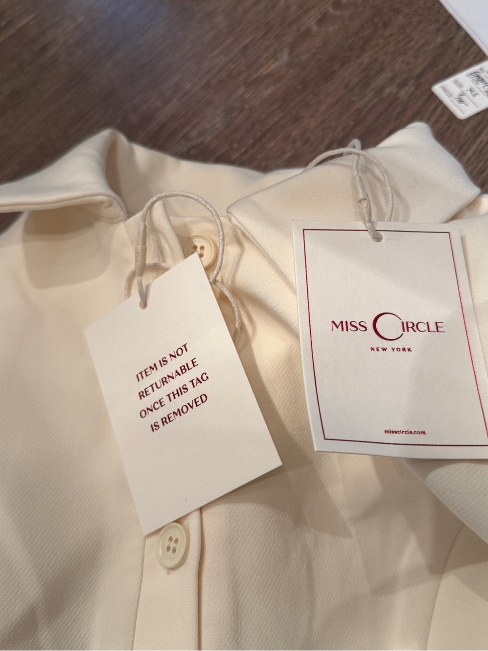 Miss Circle Women's Obelia Off White Long Sleeve Polo Mini Dress. NWT Size XS - Picture 12 of 13